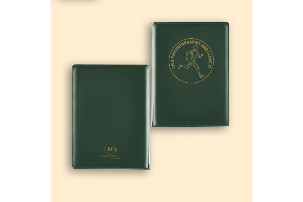 Zielona okładka dedykowana na kalendarz fizjoterapeuty 2025 Zielona okładka dedykowana na kalendarz fizjoterapeuty 2025