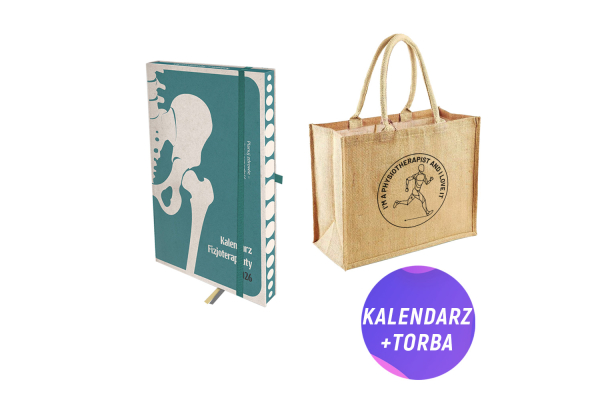 Pakiet: Kalendarz fizjoterapeuty 2026 + Torba jutowa Pakiet: Kalendarz fizjoterapeuty 2026 + Torba jutowa
